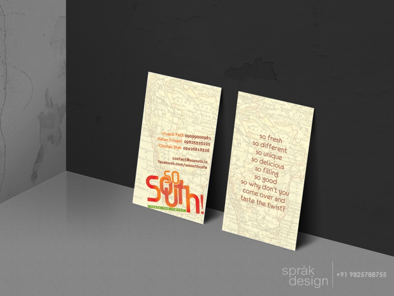 SoSouth Restaurant branding visiting card