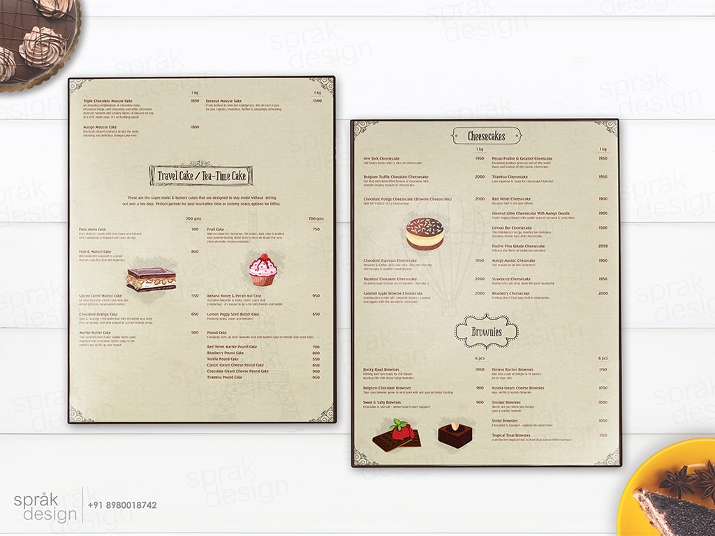 Cuisson Amour Menu Design For Bakery